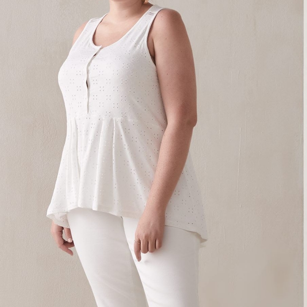 Penningtons White Eyelet Sleeveless Peplum Tank